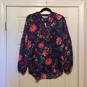 LOFT Blue Floral Blouse